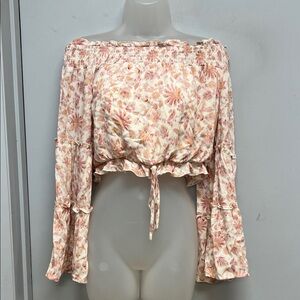 🌸 Romantic Style Rack Off-the-Shoulder Floral Crop Top | Medium 🌸